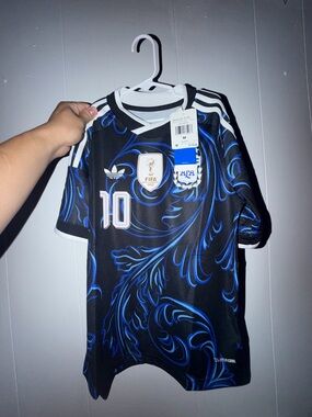 adidas Black & Blue Argentina #10 Soccer Jersey Kids